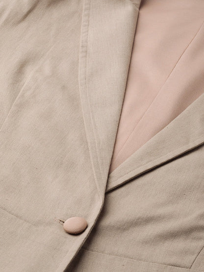 Women's Beige Cotton Linen Blazer
