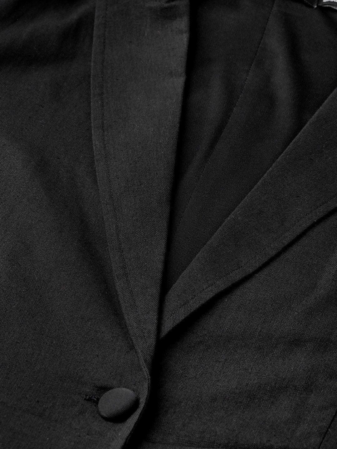 Women's Black Cotton Linen Blazer