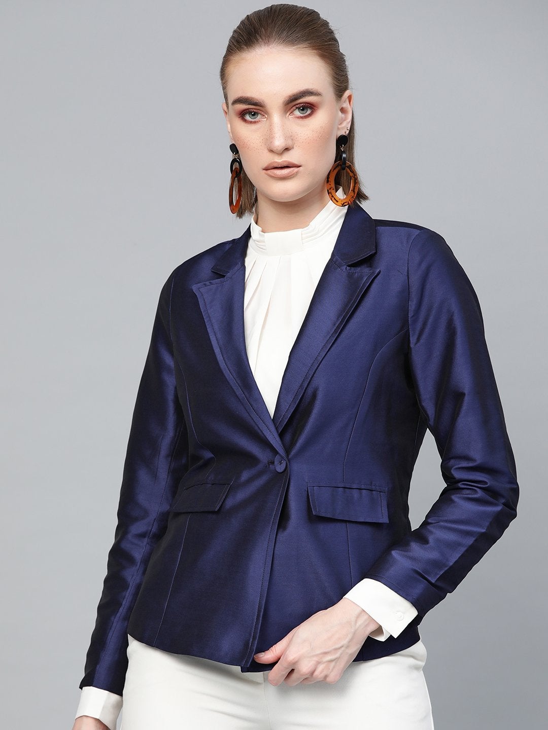 Women's Navy Single Button Party Blazer