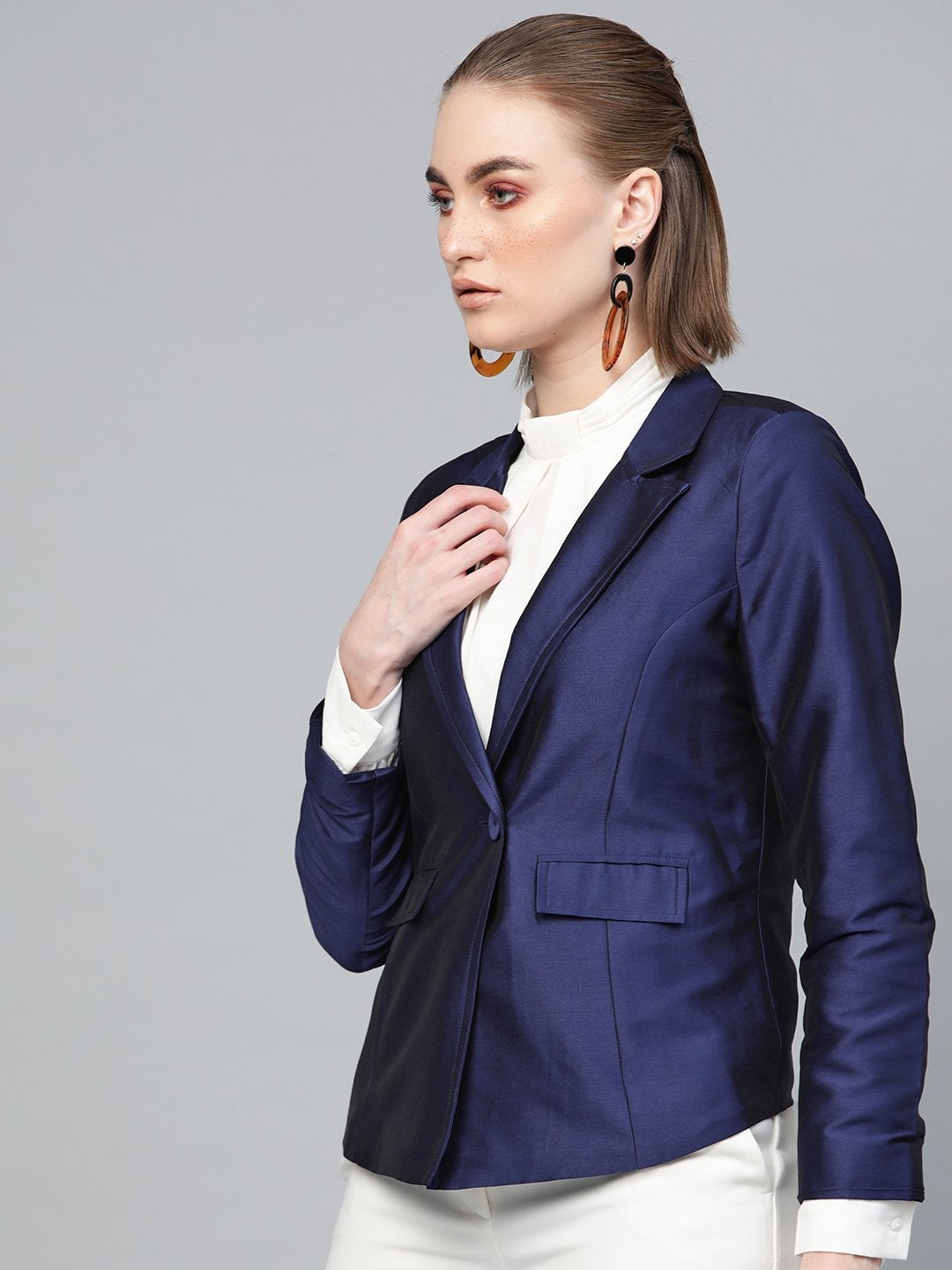 Women's Navy Single Button Party Blazer