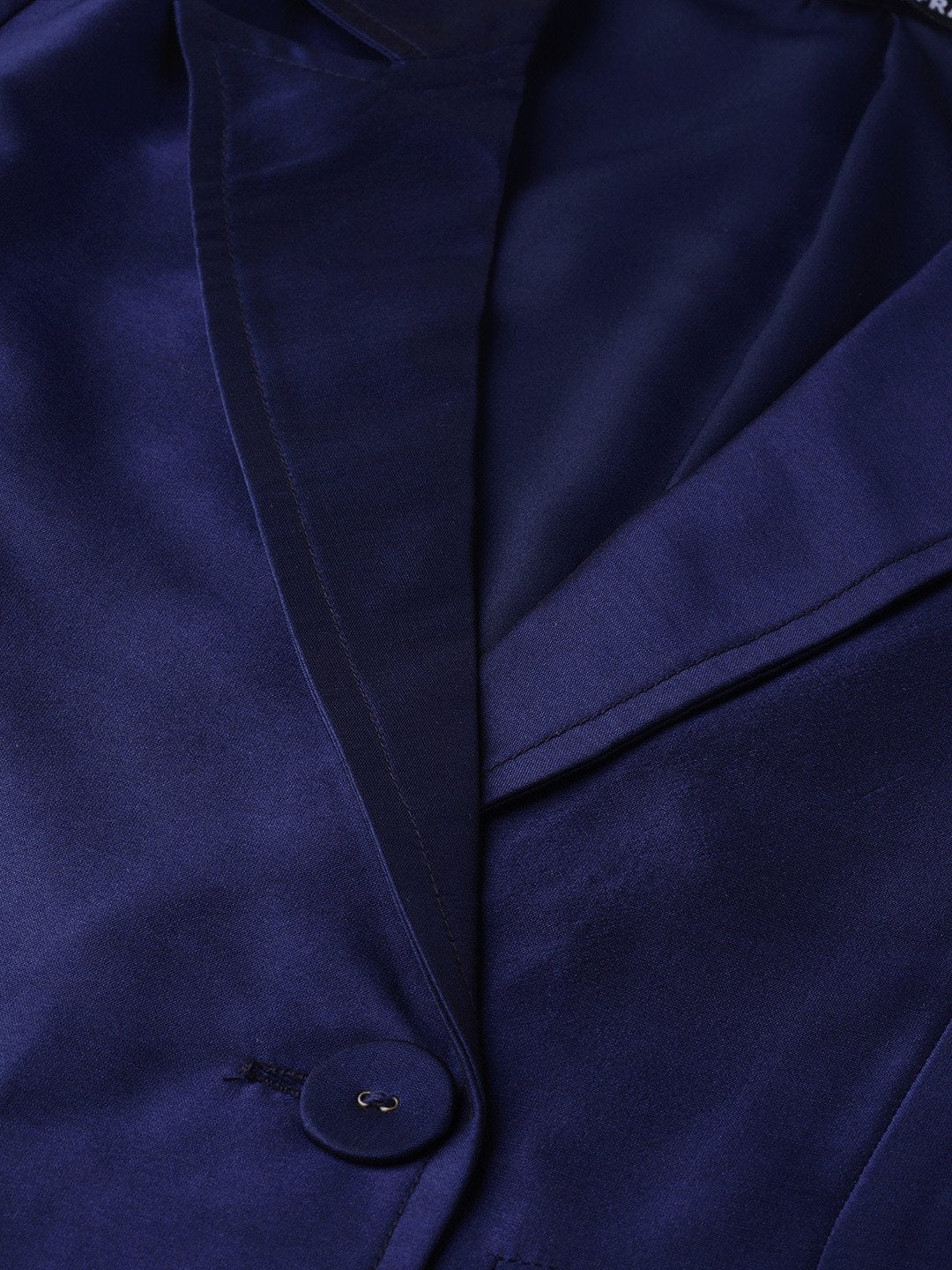 Women's Navy Single Button Party Blazer
