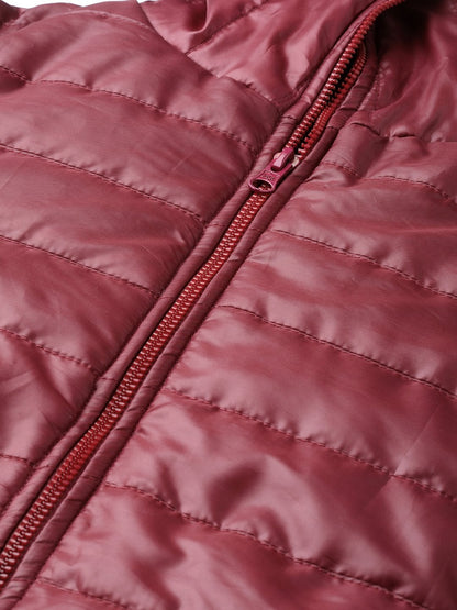 Women's Burgundy Belted Quilted Jacket