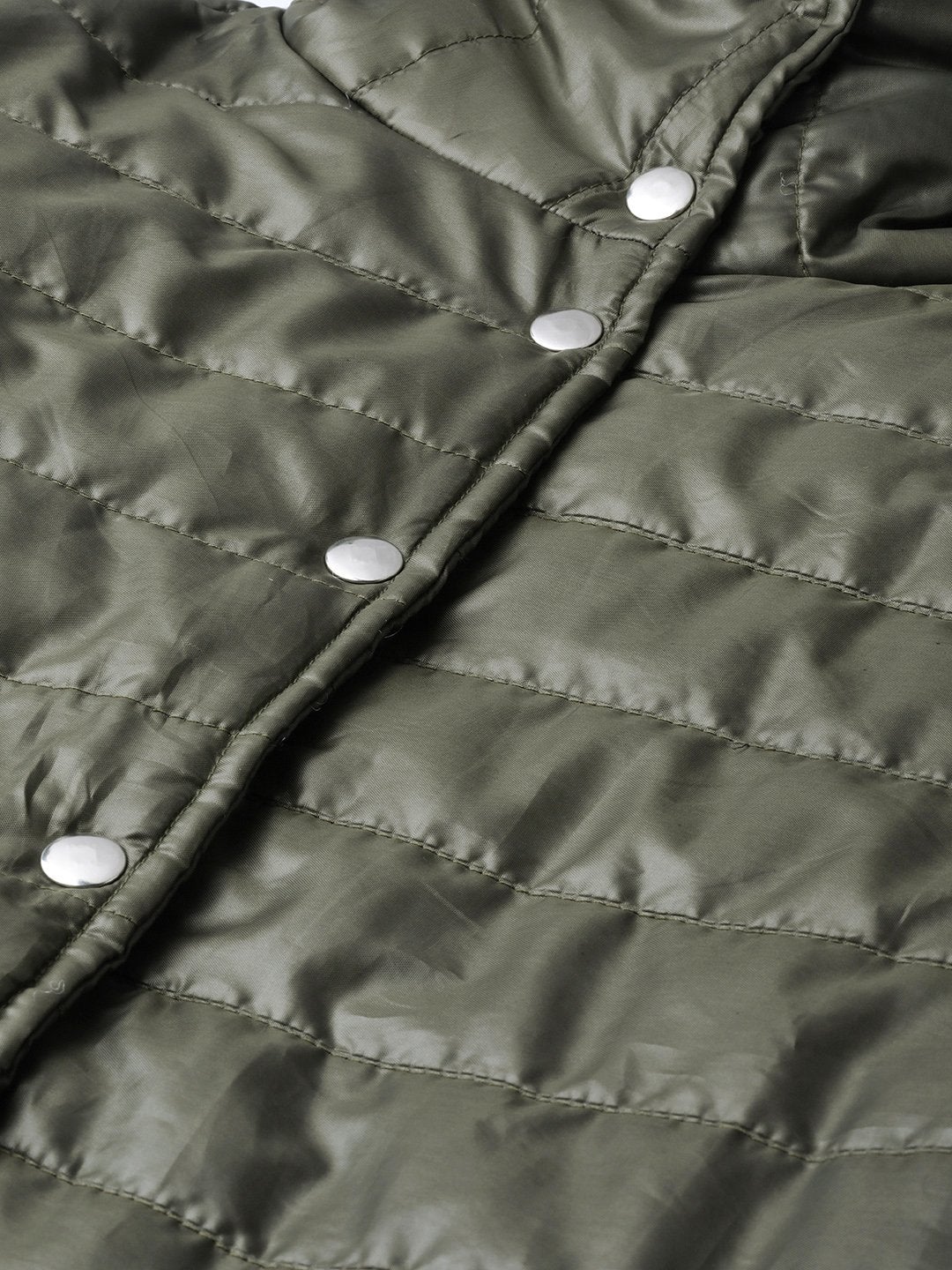 Women's Grey High Neck Qulited Jacket