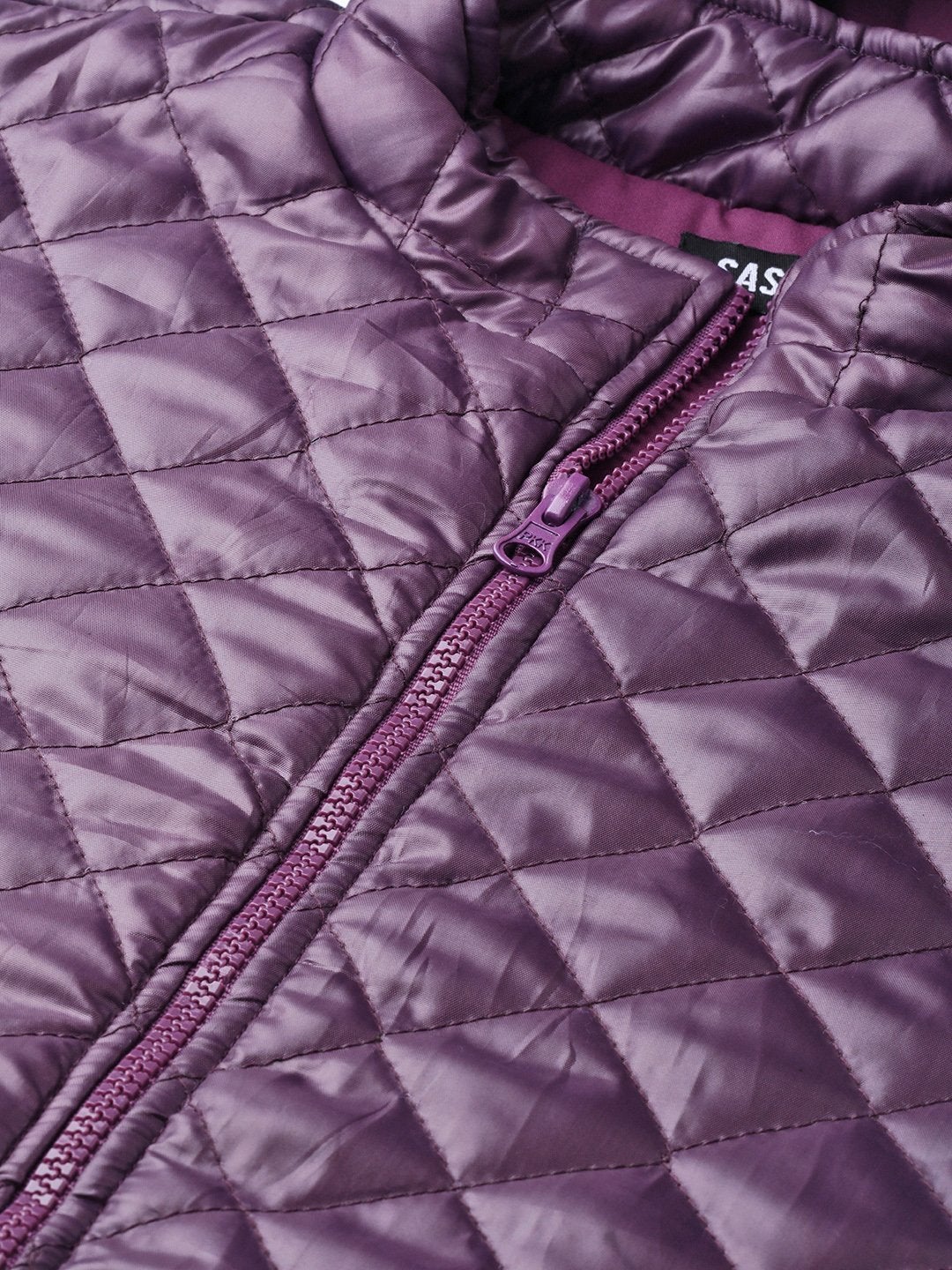 Women's Purple Quilted Fur-Hood Parka Jacket