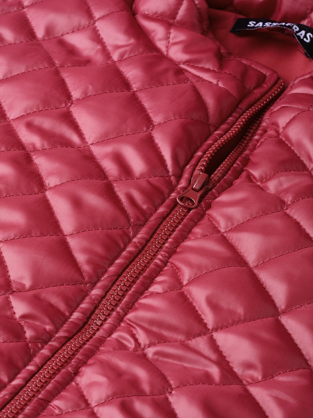 Women's Maroon Quilted Sleeveless Hood Jacket