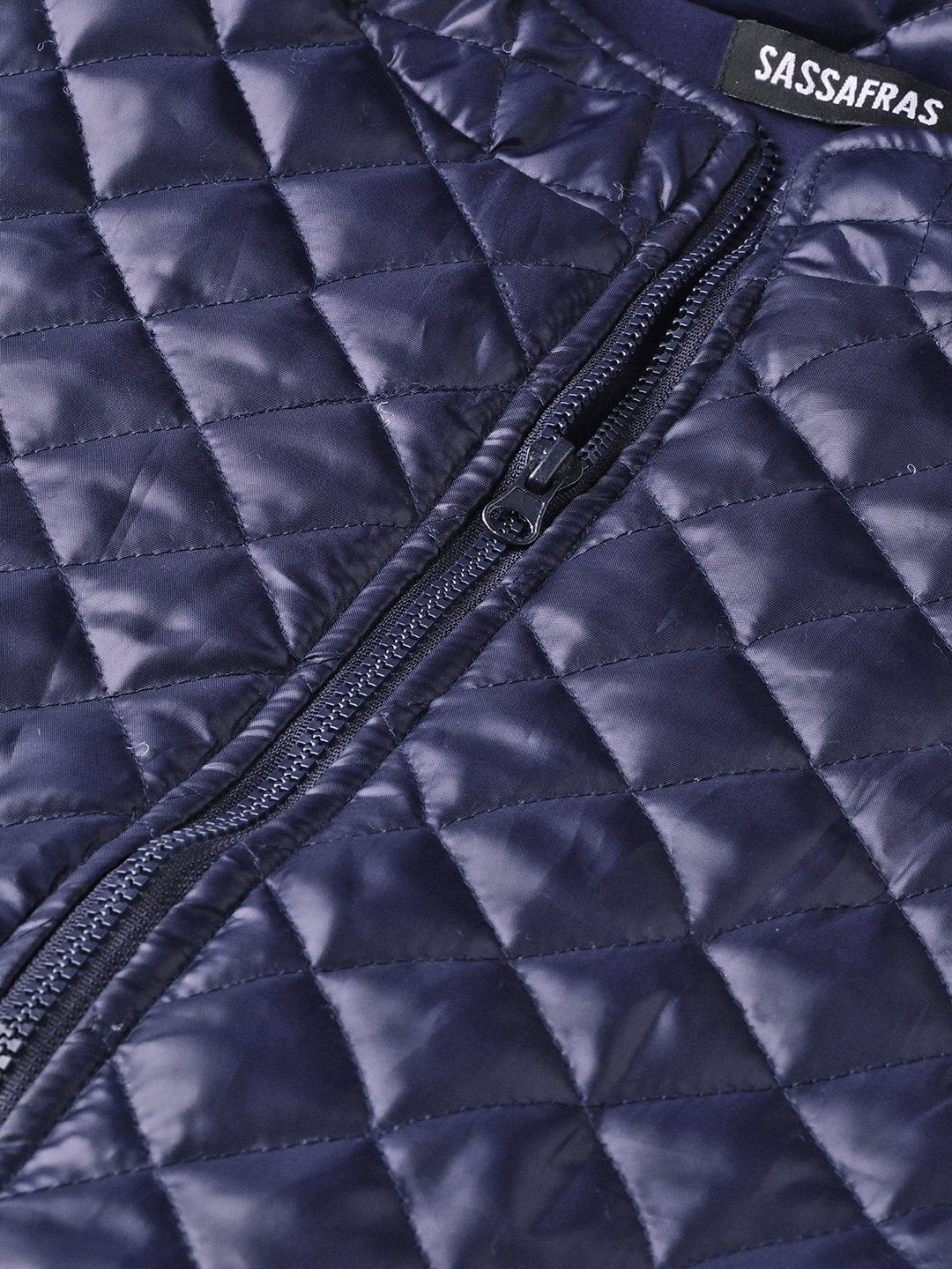 Women's Navy Quilted Sleeveless Hood Jacket
