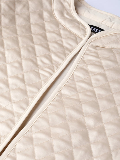 Women's Nude Front Open Quilted Jacket