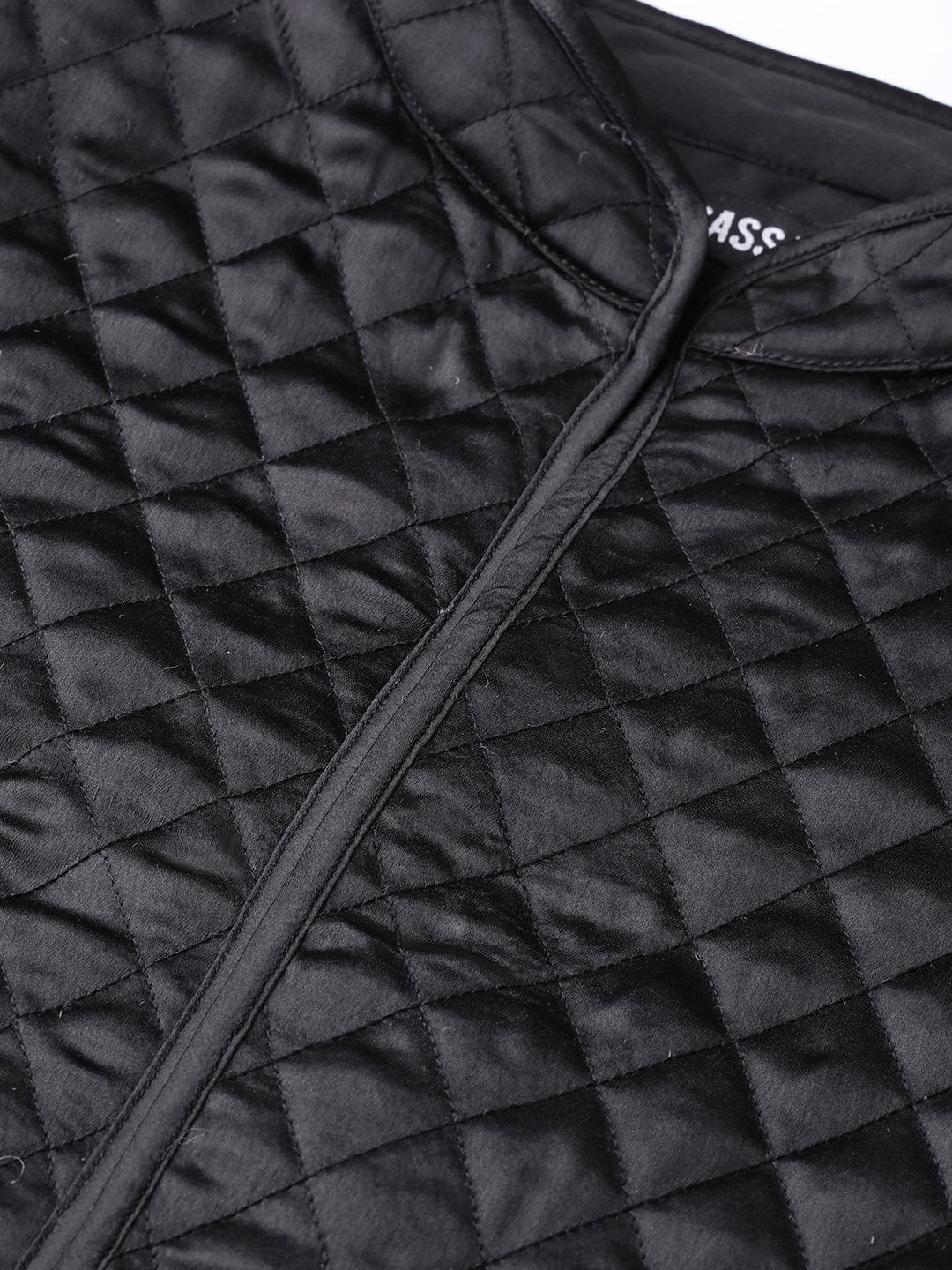 Women's Black Front Open Quilted Jacket