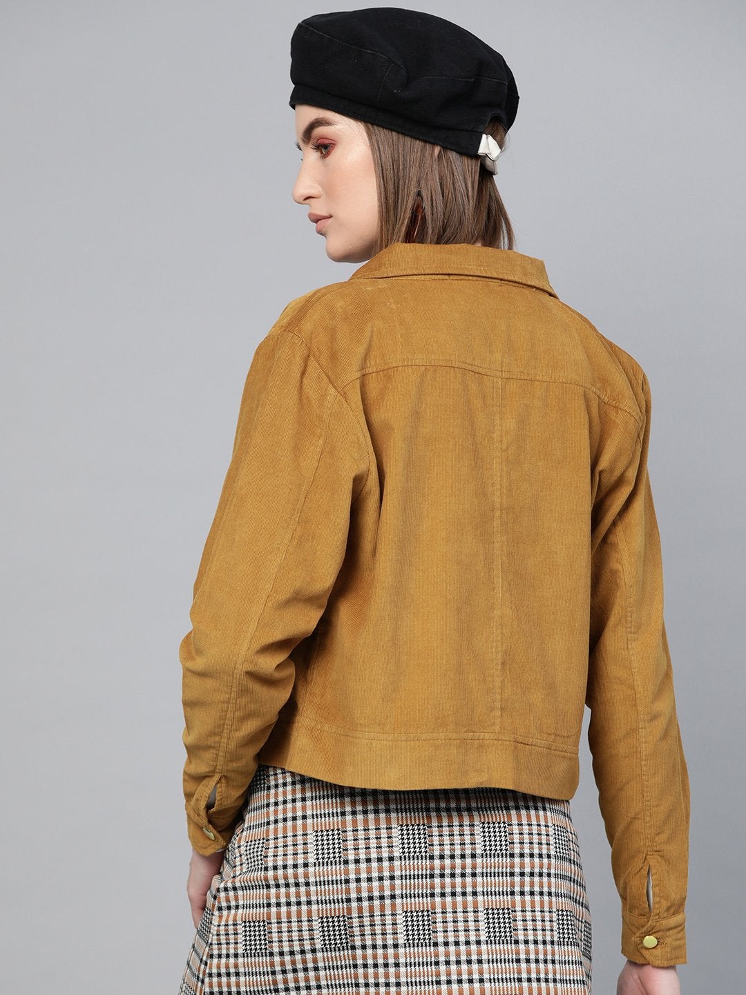 Women's Brown Corduroy Bomber Jacket