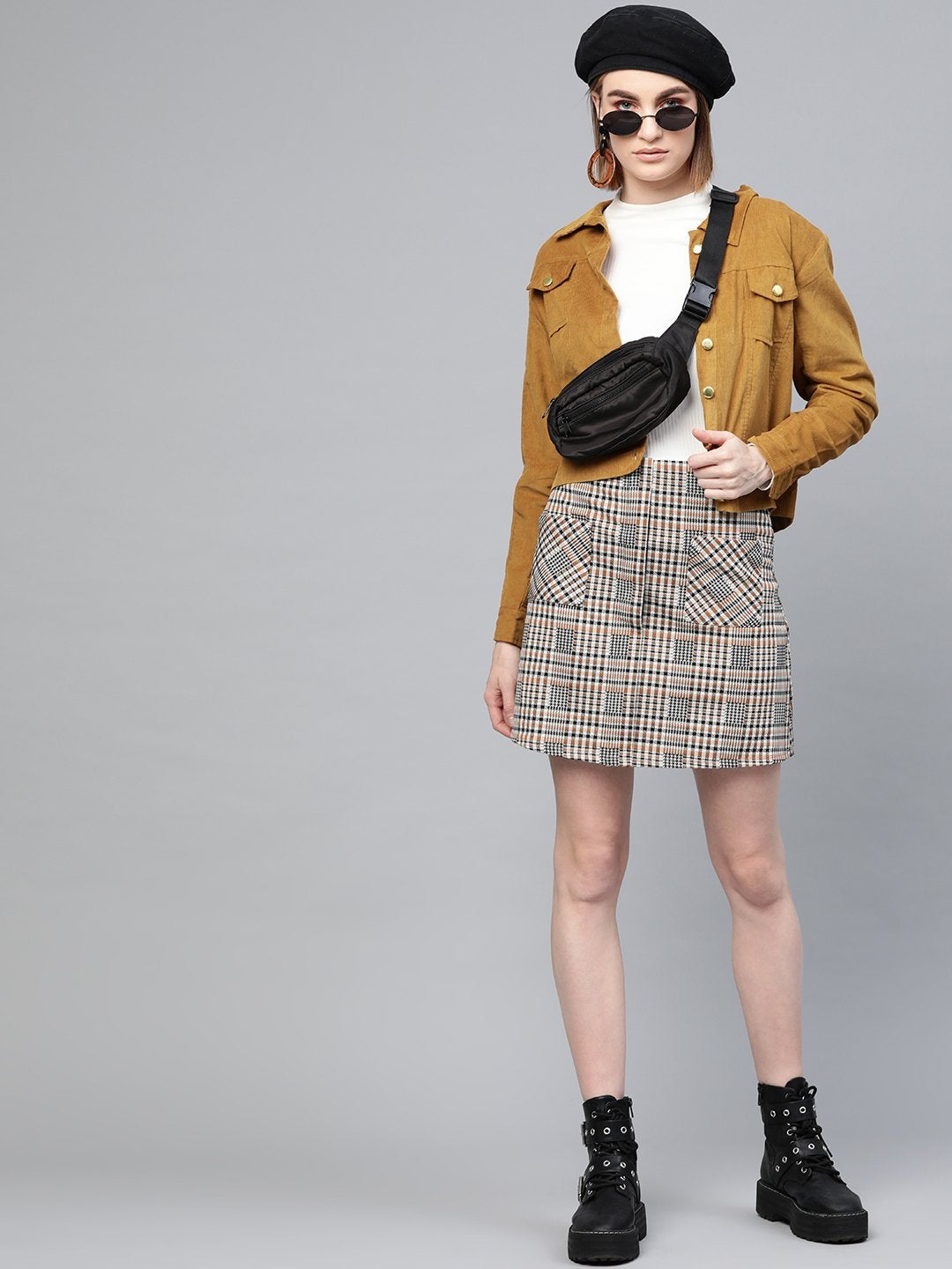 Women's Brown Corduroy Bomber Jacket