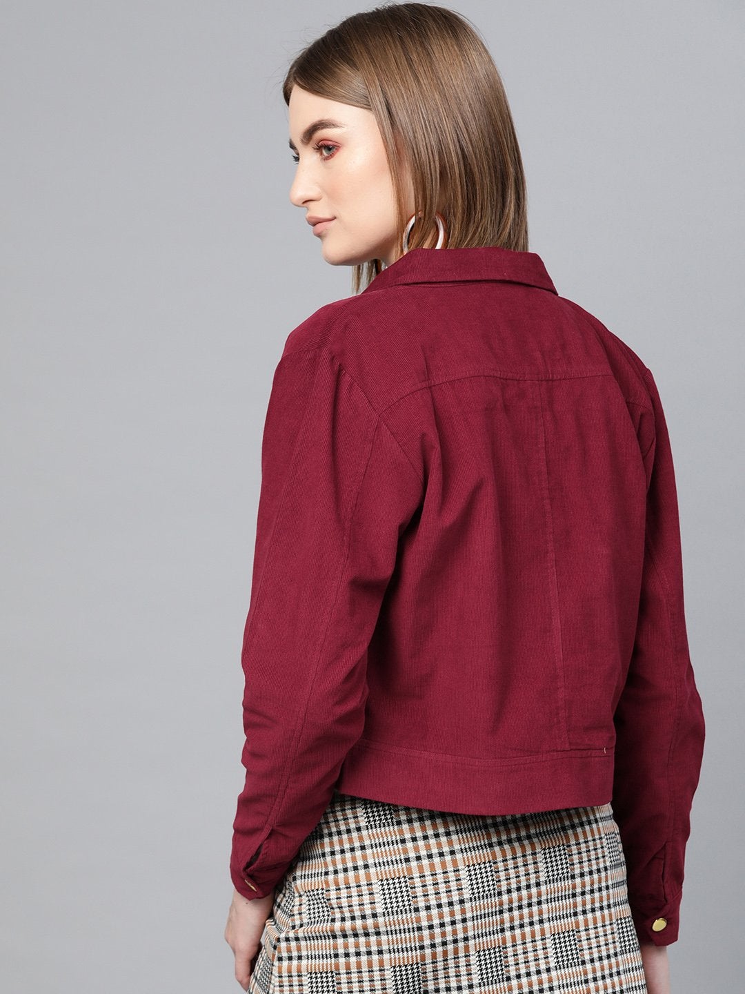 Women's Maroon Corduroy Bomberjacket