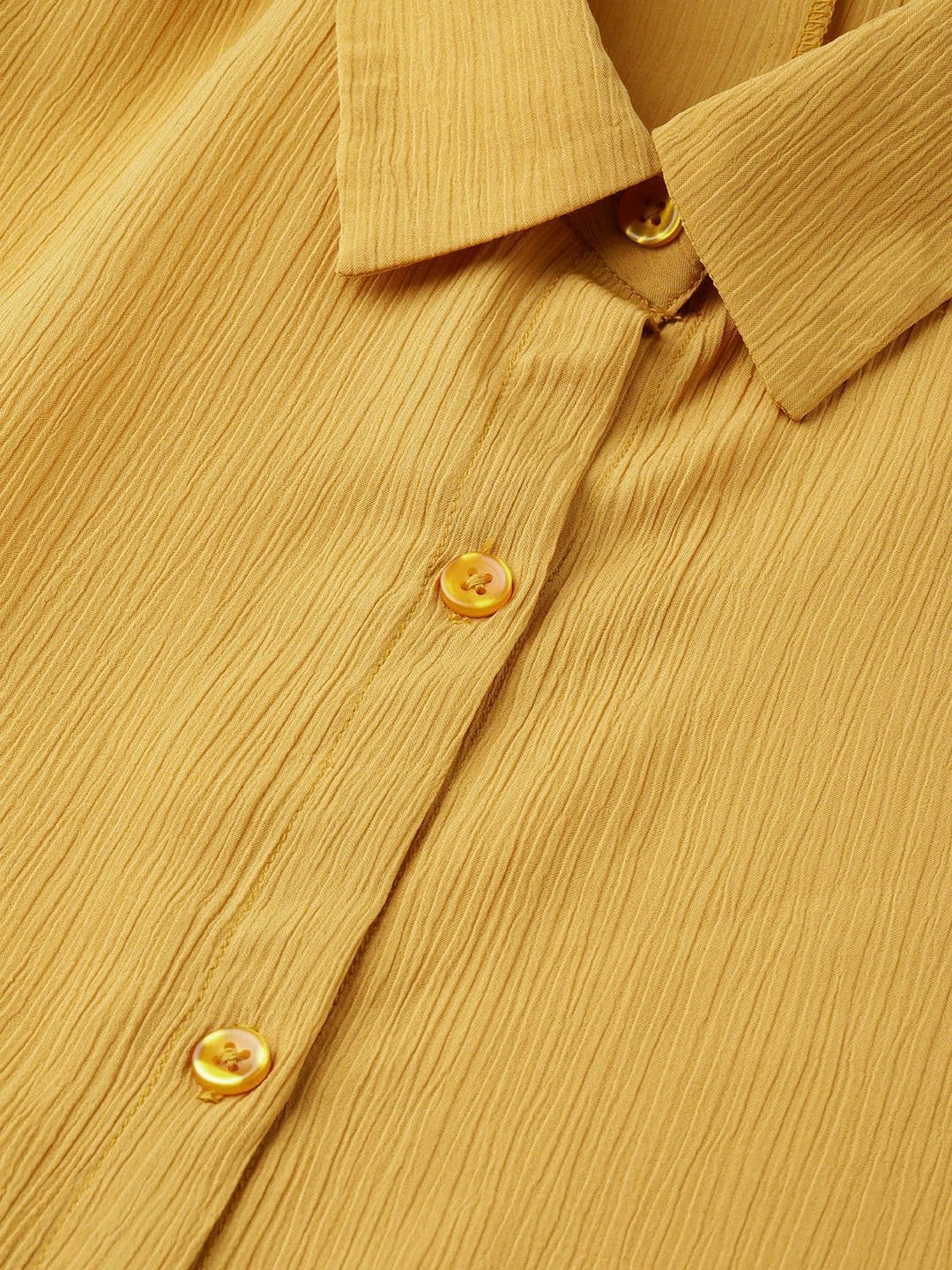 Women's Mustard Button Placket Longline Shrug