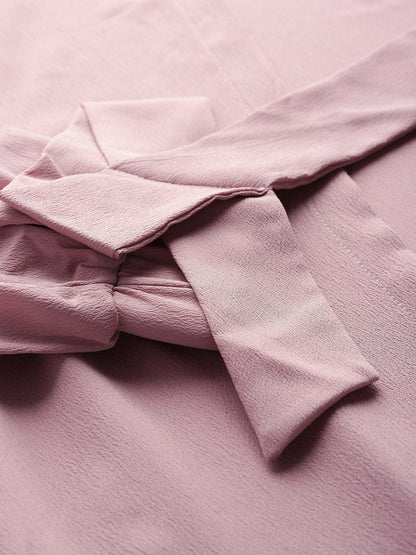 Women's Baked Pink Solid Front Open Shrug