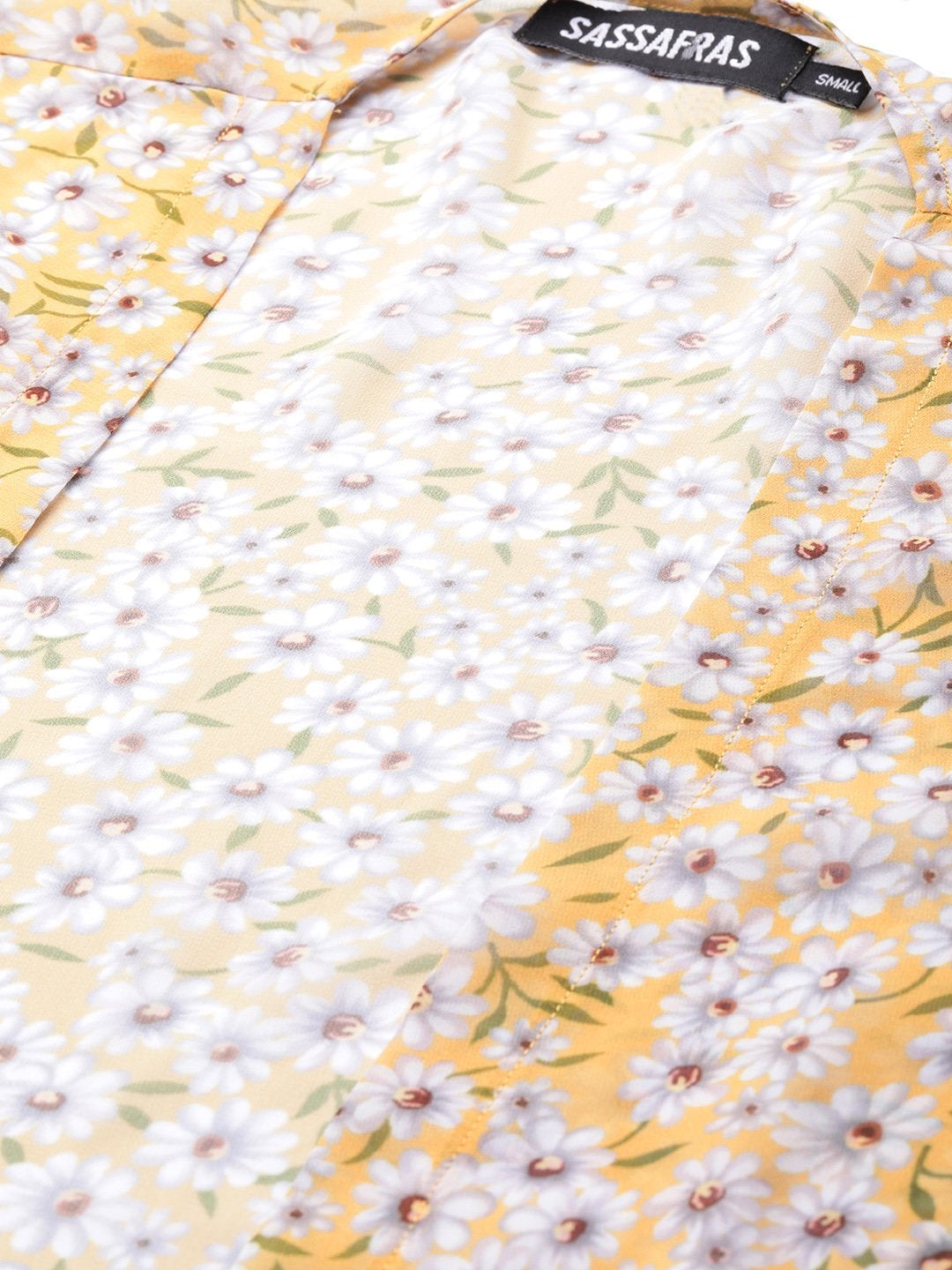 Women's Yellow Ditsy Floral Side Slit Longline Shrug