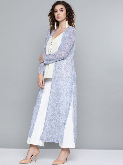 Women's Lavender Ditsy Floral Side Slit Longline Shrug