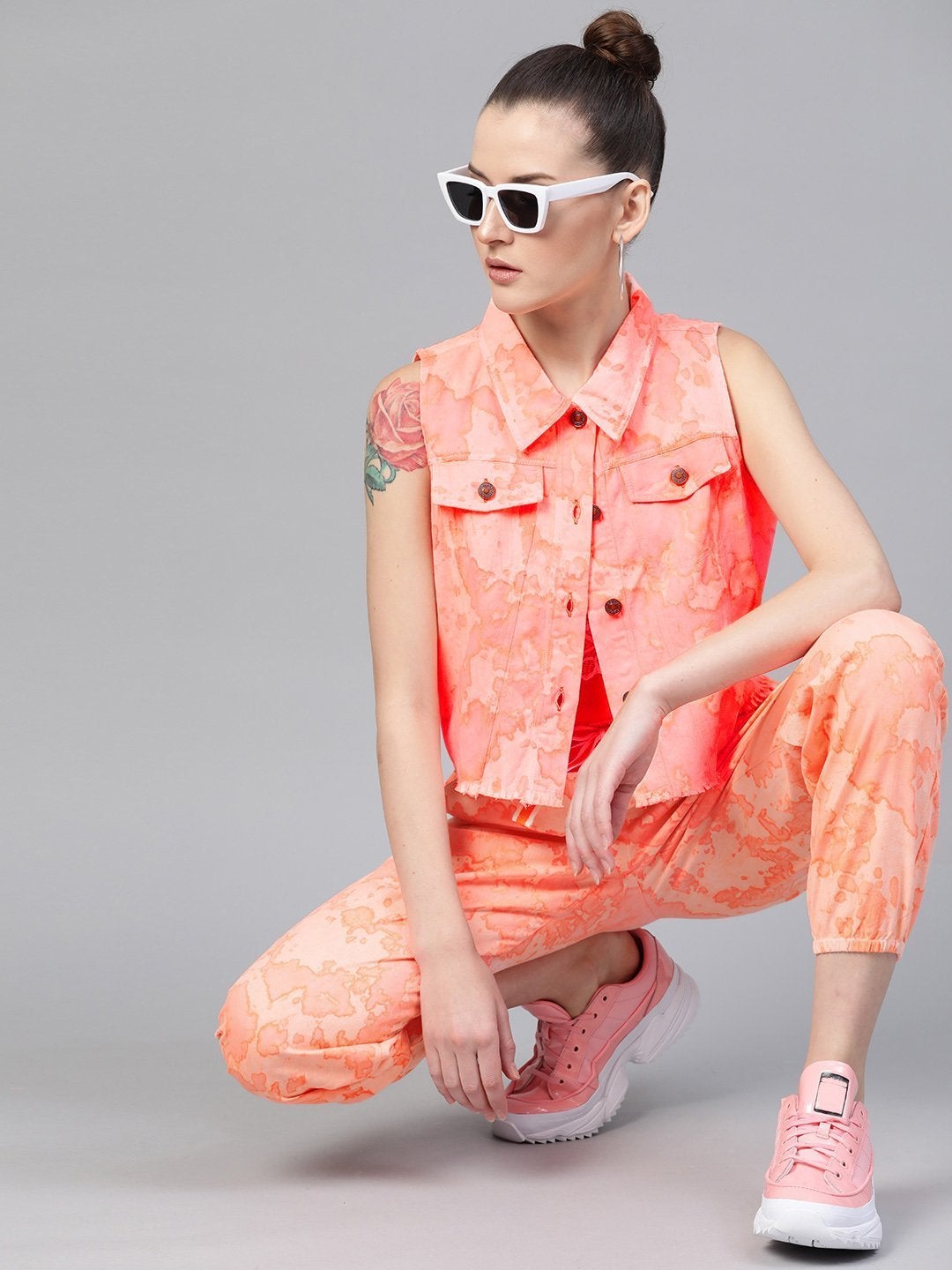 Women's Pink Tie-Dye Sleeveless Jacket