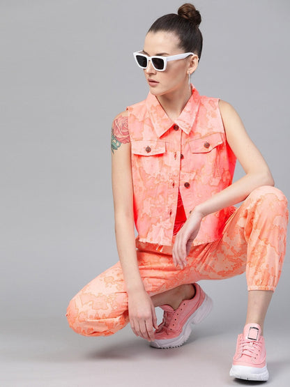 Women's Pink Tie-Dye Sleeveless Jacket