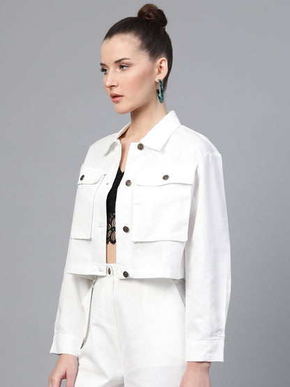 Women's White Boxy Denim Jacket