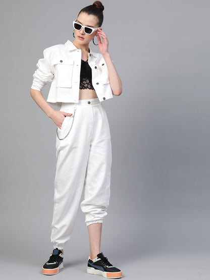 Women's White Boxy Denim Jacket