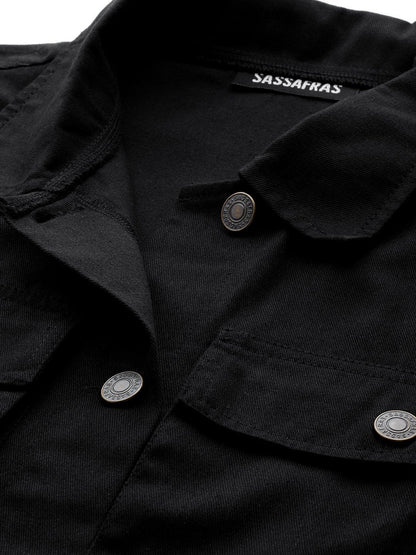 Women's Black Boxy Denim Jacket