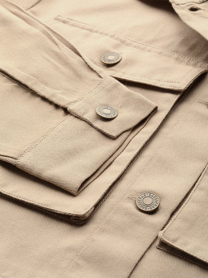 Women's Beige Boxy Denim Jacket