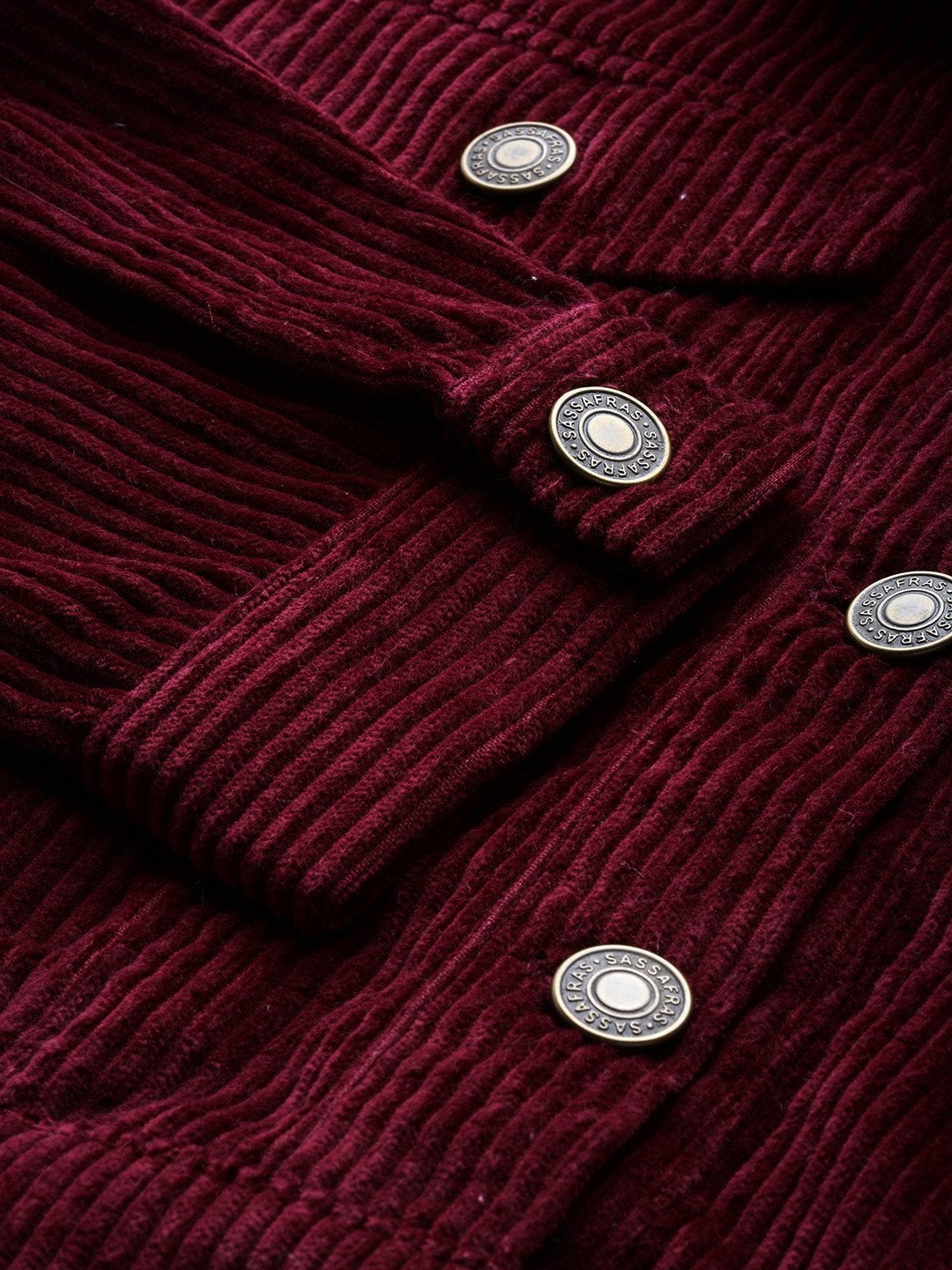 Women's Burgundy Corduroy Boxy Jacket