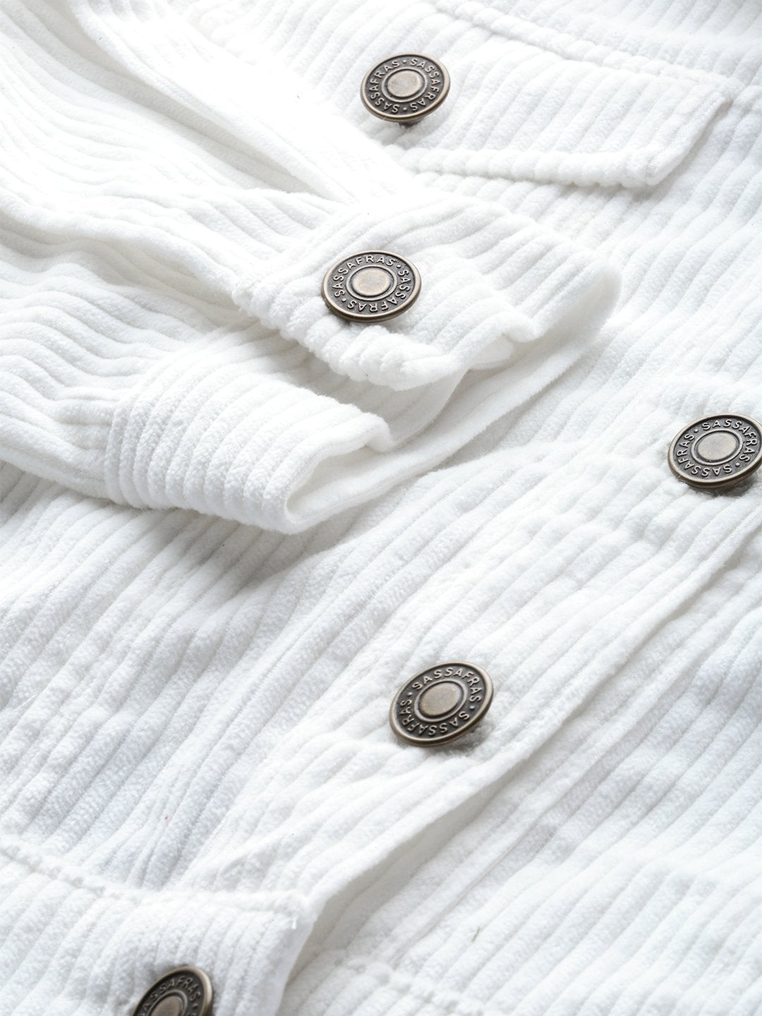 Women's White Corduroy Boxy Jacket