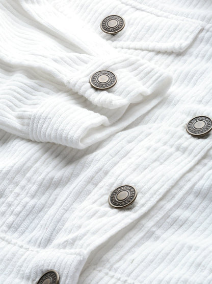 Women's White Corduroy Boxy Jacket
