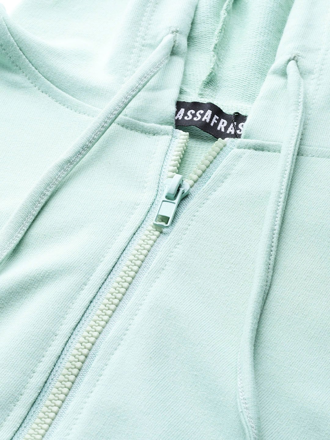 Women's Sea Green Terry Hooded Jacket