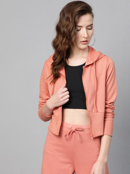 Women's Peach Terry Hooded Jacket