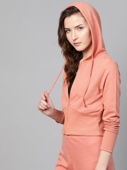Women's Peach Terry Hooded Jacket