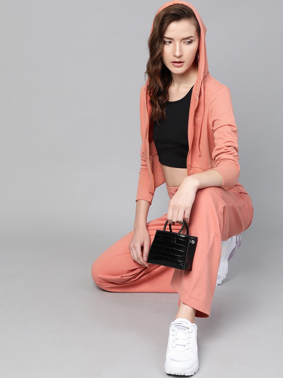 Women's Peach Terry Hooded Jacket