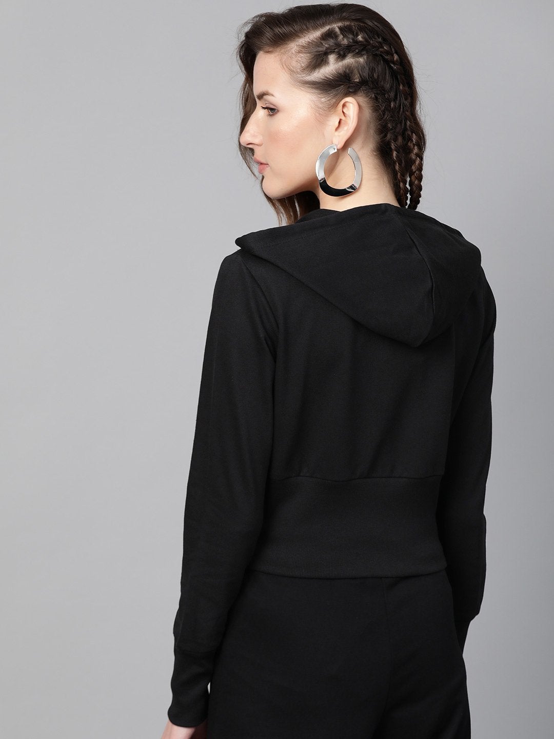 Women's Black Terry Hooded Jacket