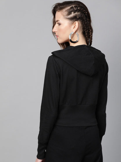 Women's Black Terry Hooded Jacket