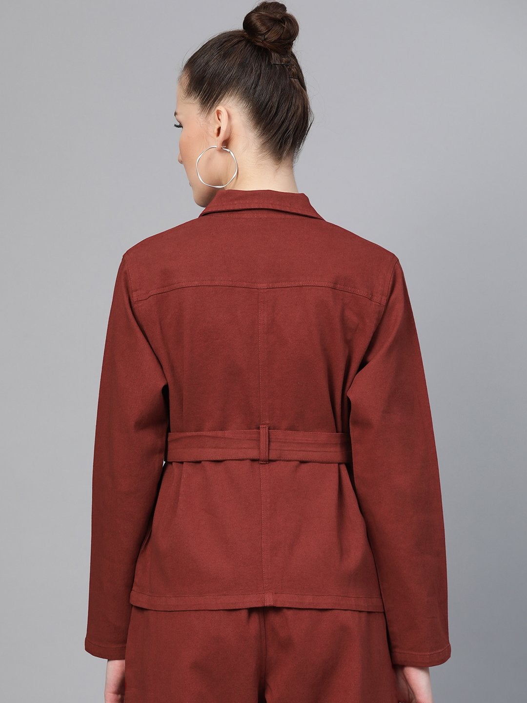 Women's Rust Denim Belted Jacket
