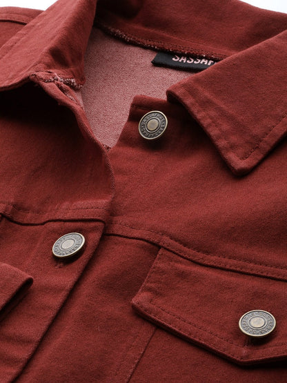 Women's Rust Denim Belted Jacket