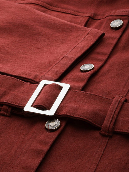 Women's Rust Denim Belted Jacket