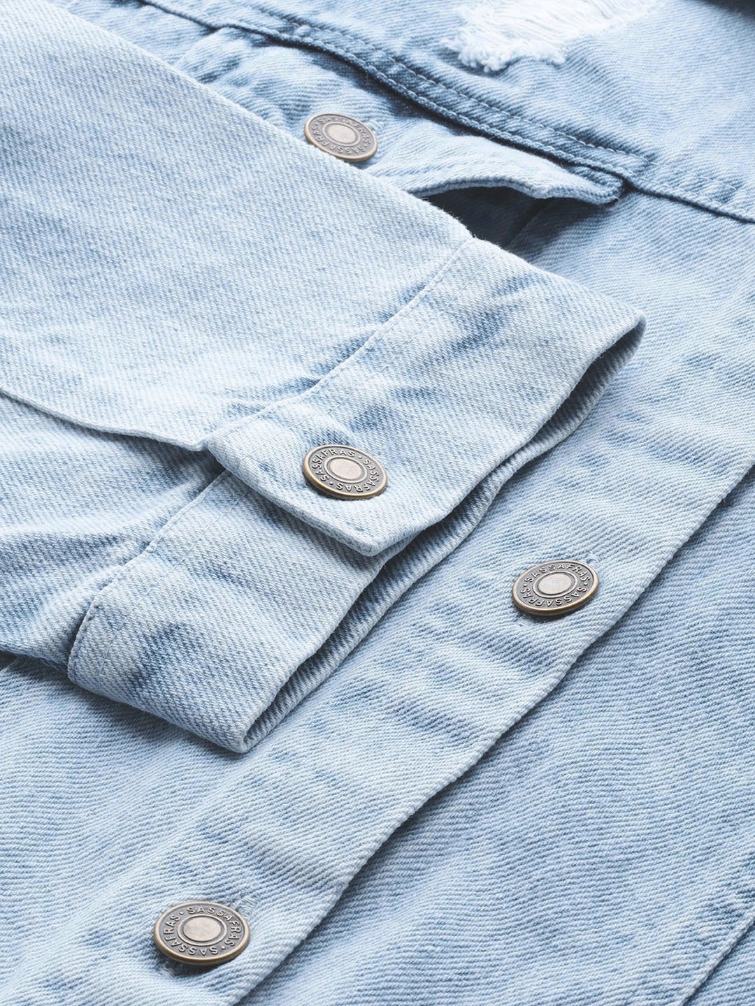Women's Ice Blue Distress Look Denim Jacket