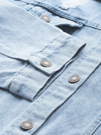 Women's Ice Blue Distress Look Denim Jacket