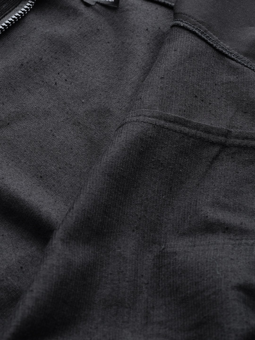 Women's Black Hooded Boxy Corduroy Crop Jacket