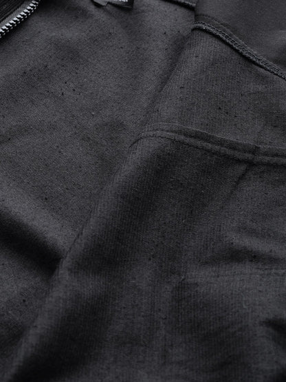 Women's Black Hooded Boxy Corduroy Crop Jacket
