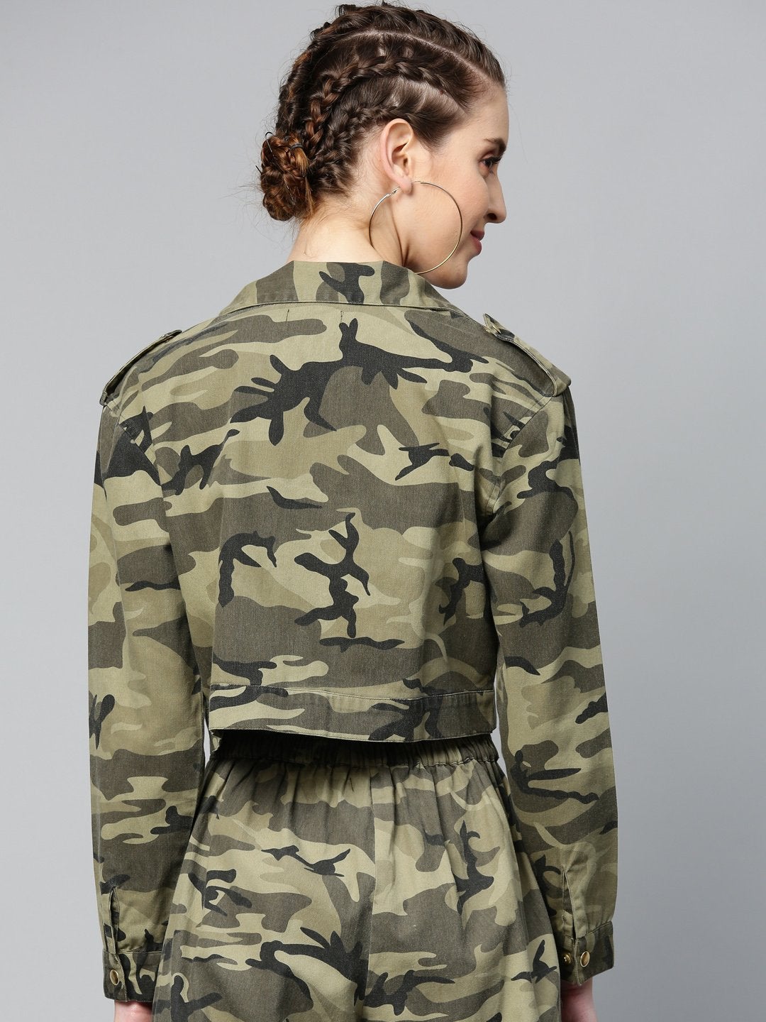 Women's Green Camouflage Trucker Jacket
