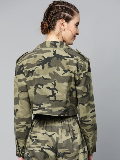 Women's Green Camouflage Trucker Jacket