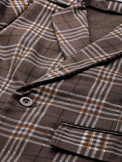 Women's Brown Check Wrap Twill Blazer
