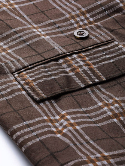 Women's Brown Check Wrap Twill Blazer