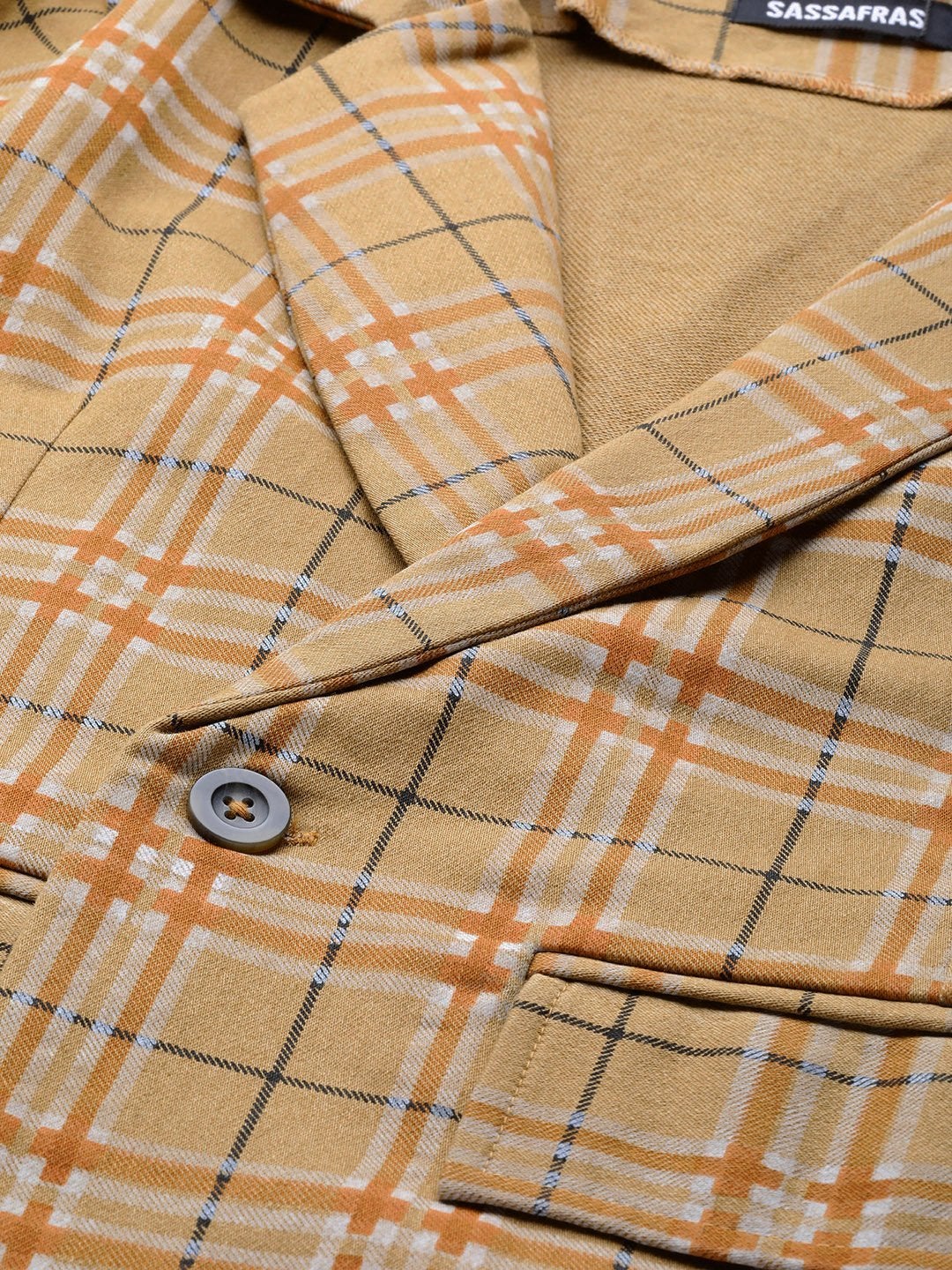 Women's Beige Check Wrap Twill Blazer