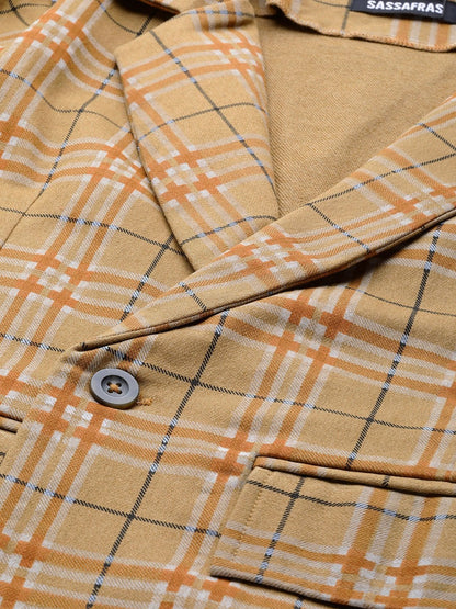 Women's Beige Check Wrap Twill Blazer