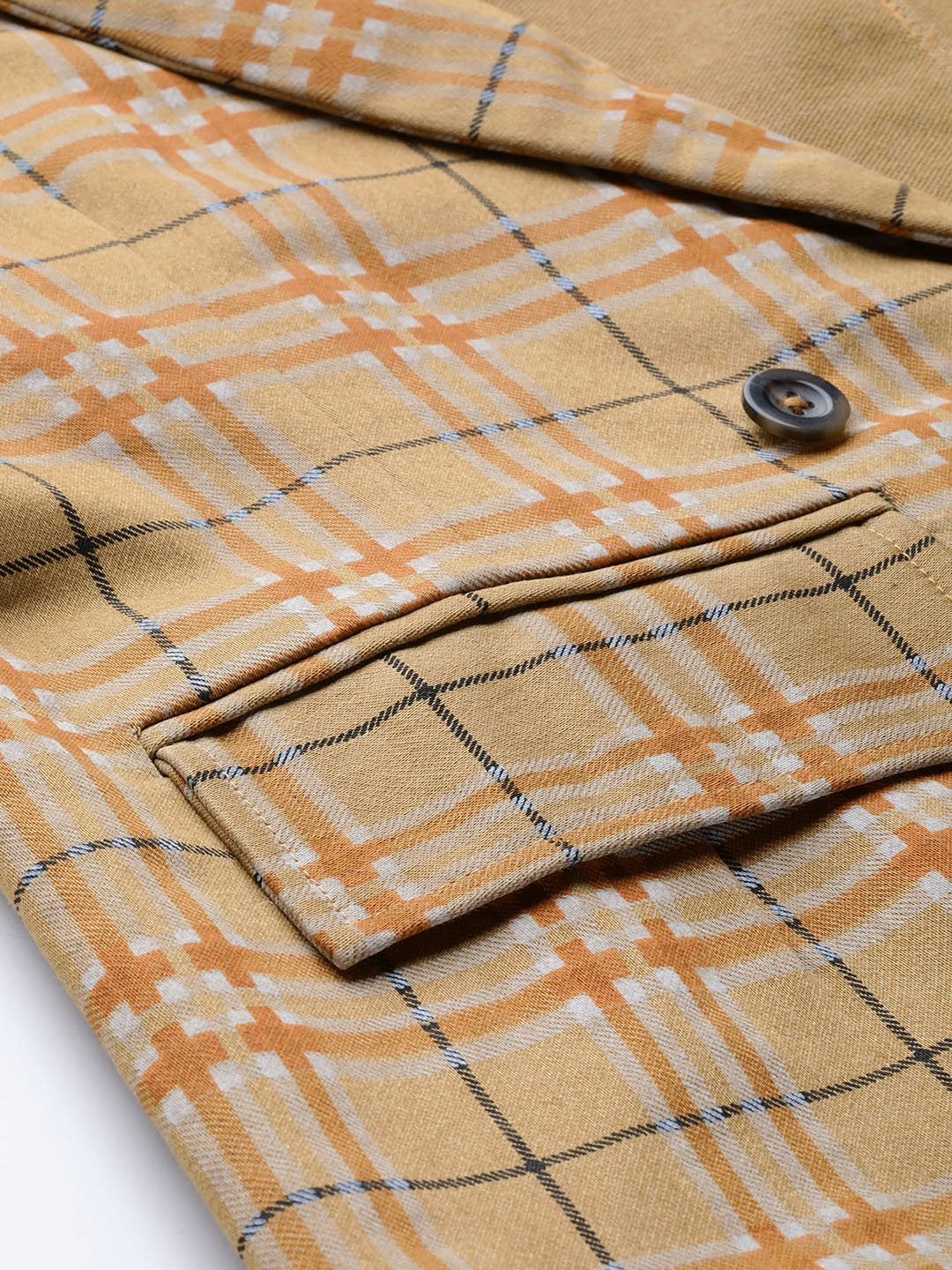 Women's Beige Check Wrap Twill Blazer
