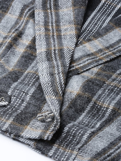 Women's Grey Check Crop Blazer