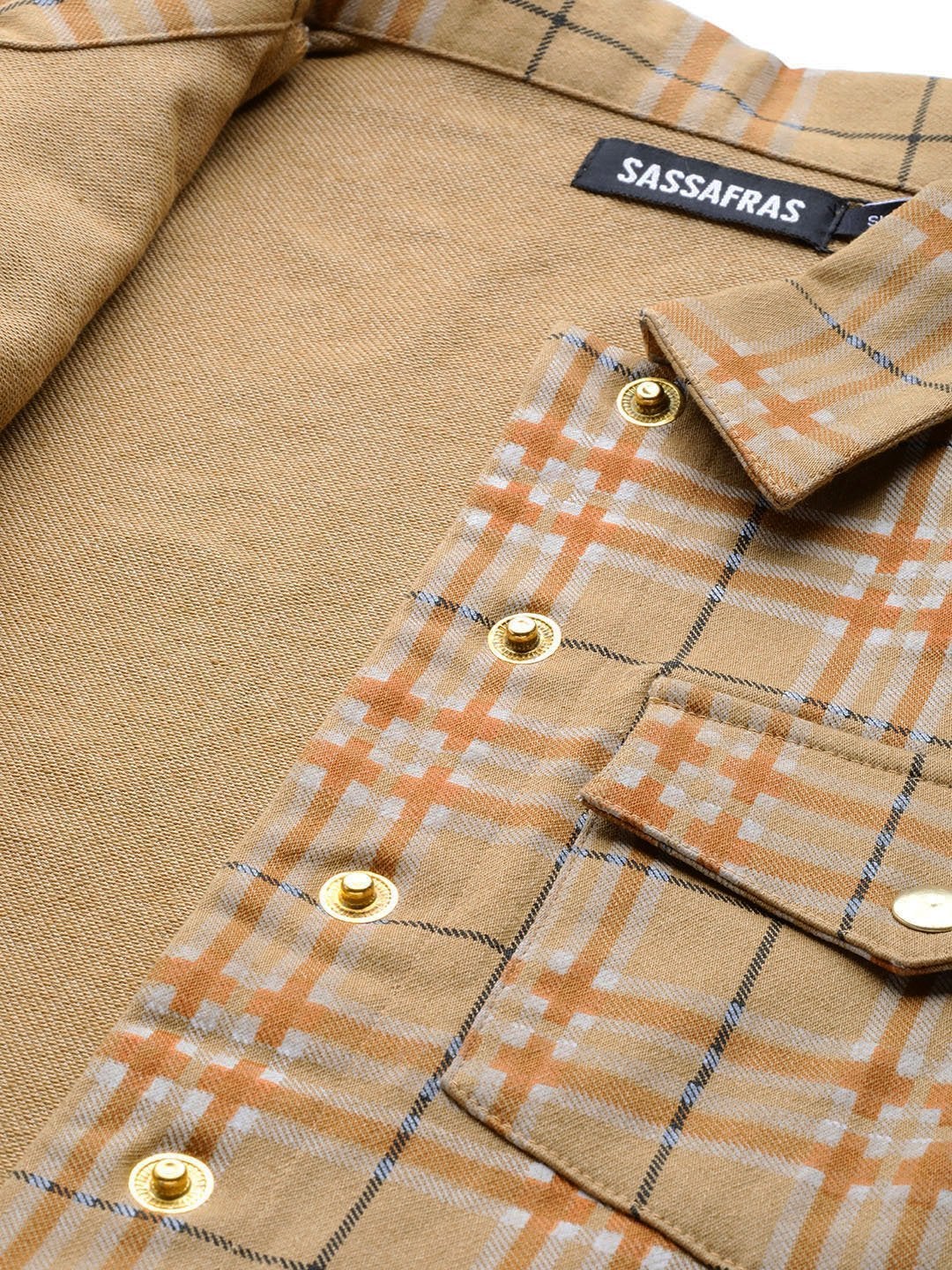 Women's Beige Check Crop Twill Jacket